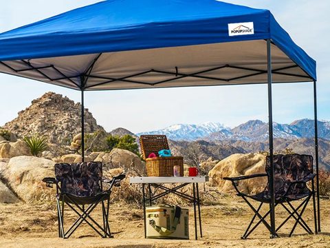 Blue pop-up canopy