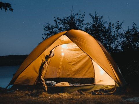 Camping tent at dusk